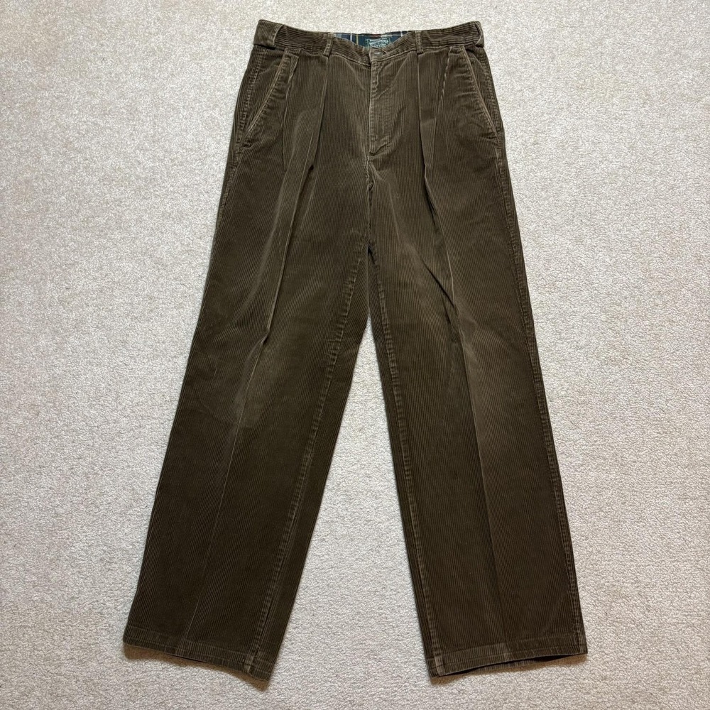 Vtg Polo Country Ralph Lauren Corduroy Pants Men 31x31 Brown Pleated Trouser 90s